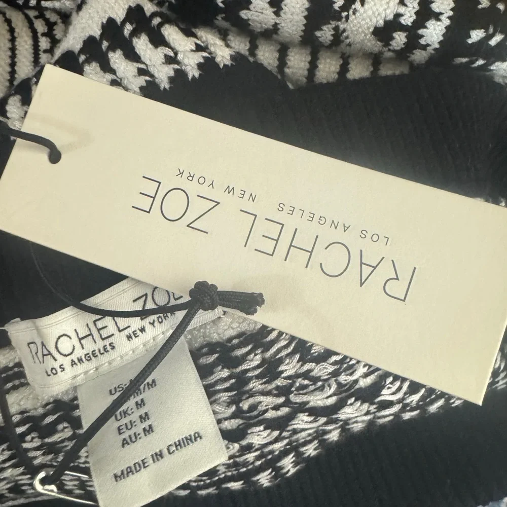 Rachel Zoe Knit Sweater Set Black White Size Medium NWT Two Piece Maxi Skirt
